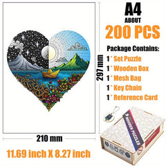 Sun Moon Love Irregular Wooden Puzzle With Wooden Box
