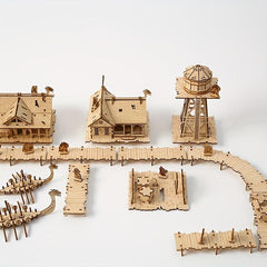 3D Wooden Puzzle Fishing Village House Model Toy