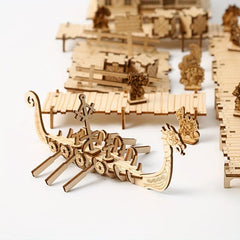 3D Wooden Puzzle Fishing Village House Model Toy