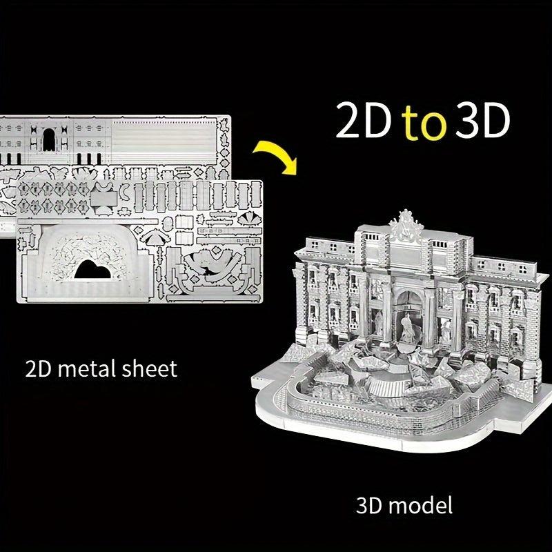 Stainless Steel Metal 3D Puzzle Roman Wishing Pool Model Educational Toys