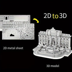 Stainless Steel Metal 3D Puzzle Roman Wishing Pool Model Educational Toys
