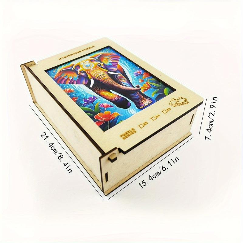 234 Pcs Elephant Wooden Jigsaw Puzzle Adult Unique Shape Family Puzzles