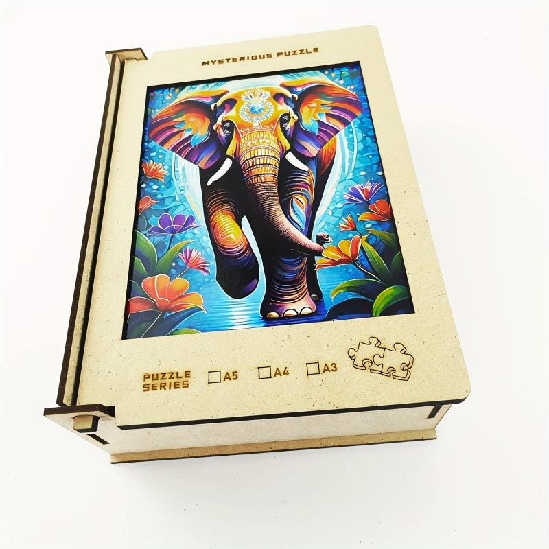 234 Pcs Elephant Wooden Jigsaw Puzzle Adult Unique Shape Family Puzzles