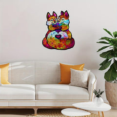 Wooden Fox Puzzle Wall Pendant Creative Model Assembly Special Shaped Puzzle