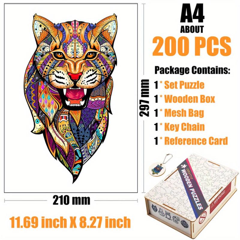 Flower Leopard Wood Puzzle in Wooden Box