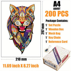 Flower Leopard Wood Puzzle in Wooden Box