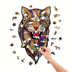 Flower Leopard Wood Puzzle in Wooden Box