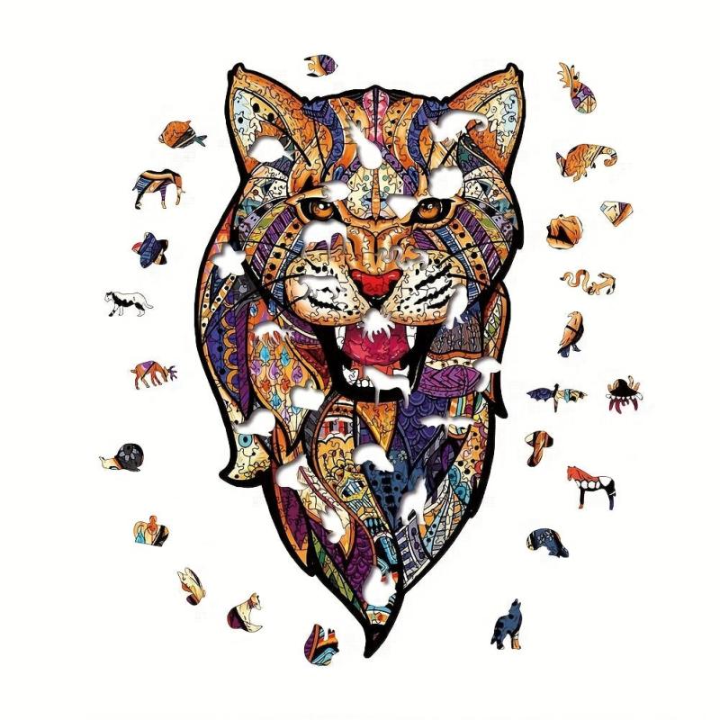 Flower Leopard Wood Puzzle in Wooden Box