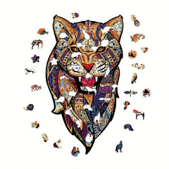 Flower Leopard Wood Puzzle in Wooden Box