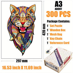 Flower Leopard Wood Puzzle in Wooden Box