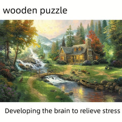 Wooden Landscape Painting Puzzle: Creative Stress Relief for Adults & Children