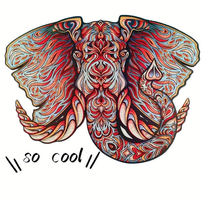 Colorful Elephant Wooden Puzzle DIY Kit Unique Gift
