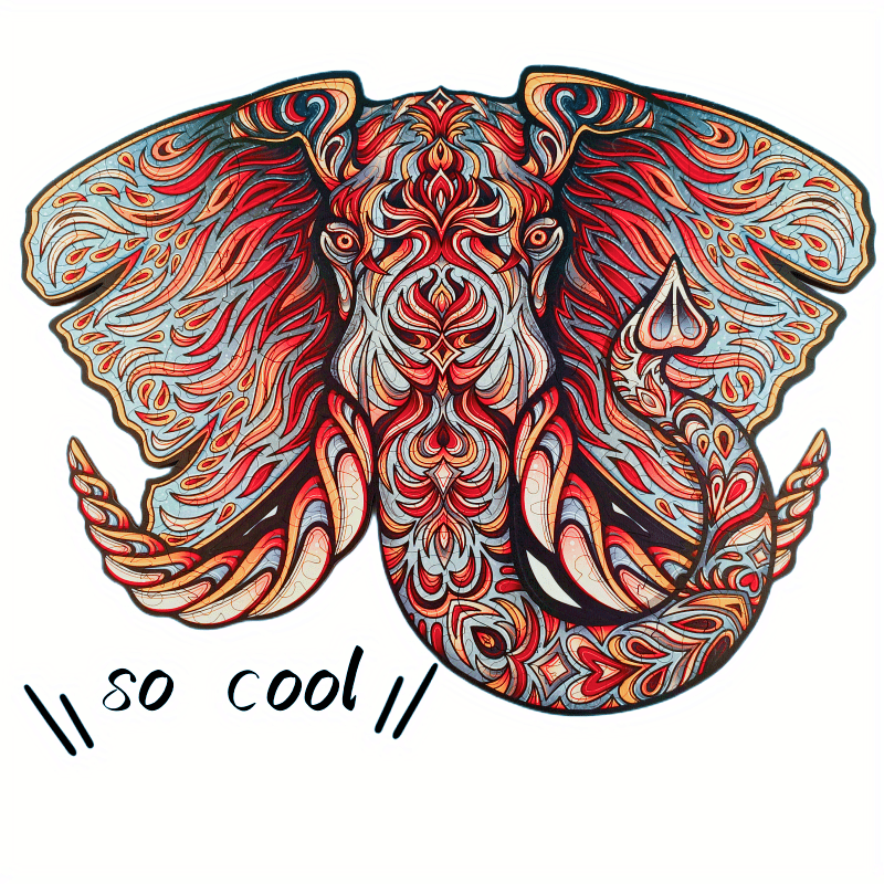 Colorful Elephant Wooden Puzzle DIY Kit Unique Gift