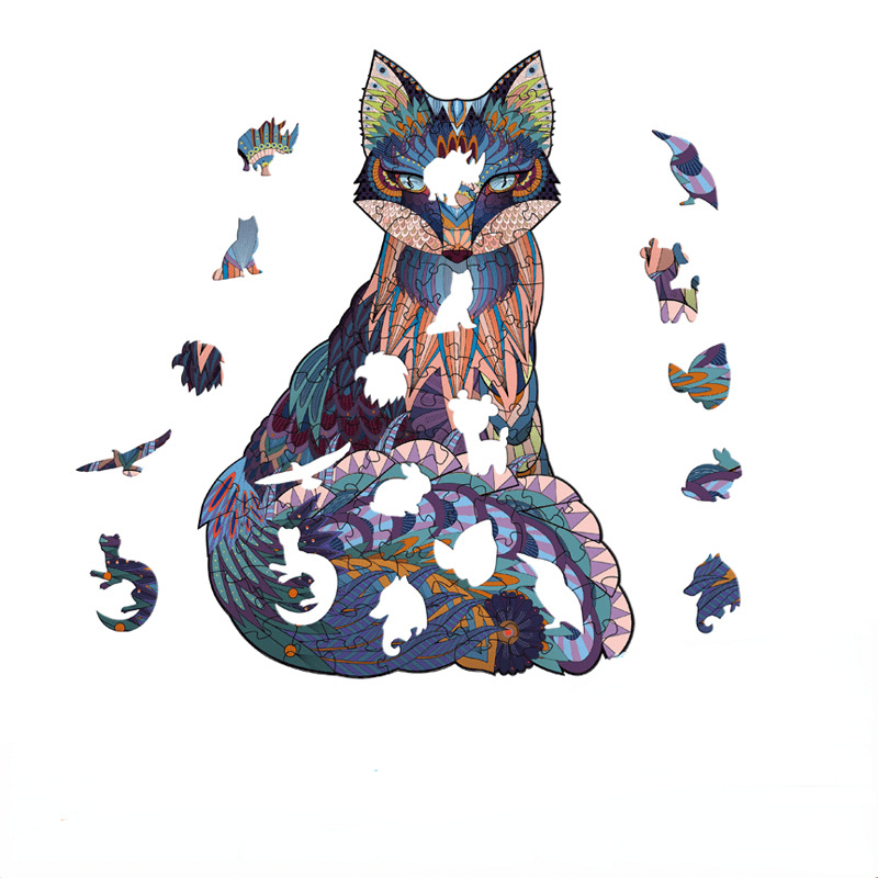 Paper Puzzle Animal Fox Shape Puzzle Toy Irregular Paper Puzzle Fox Puzzle