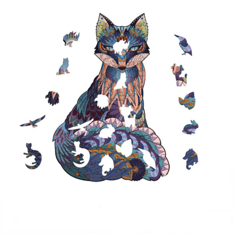 Paper Puzzle Animal Fox Shape Puzzle Toy Irregular Paper Puzzle Fox Puzzle