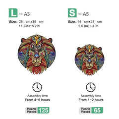 Wooden Animal Puzzle Toy Lion Pattern Wall Hanging Model