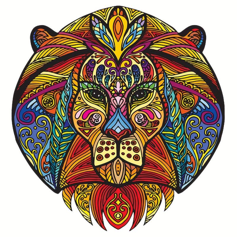 Wooden Animal Puzzle Toy Lion Pattern Wall Hanging Model
