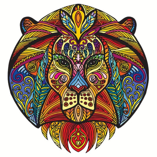 Wooden Animal Puzzle Toy Lion Pattern Wall Hanging Model