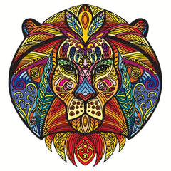 Wooden Animal Puzzle Toy Lion Pattern Wall Hanging Model