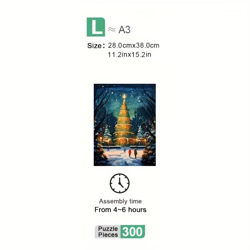 3D Wooden Puzzle Model Assembly Snowy Christmas Tree Pattern