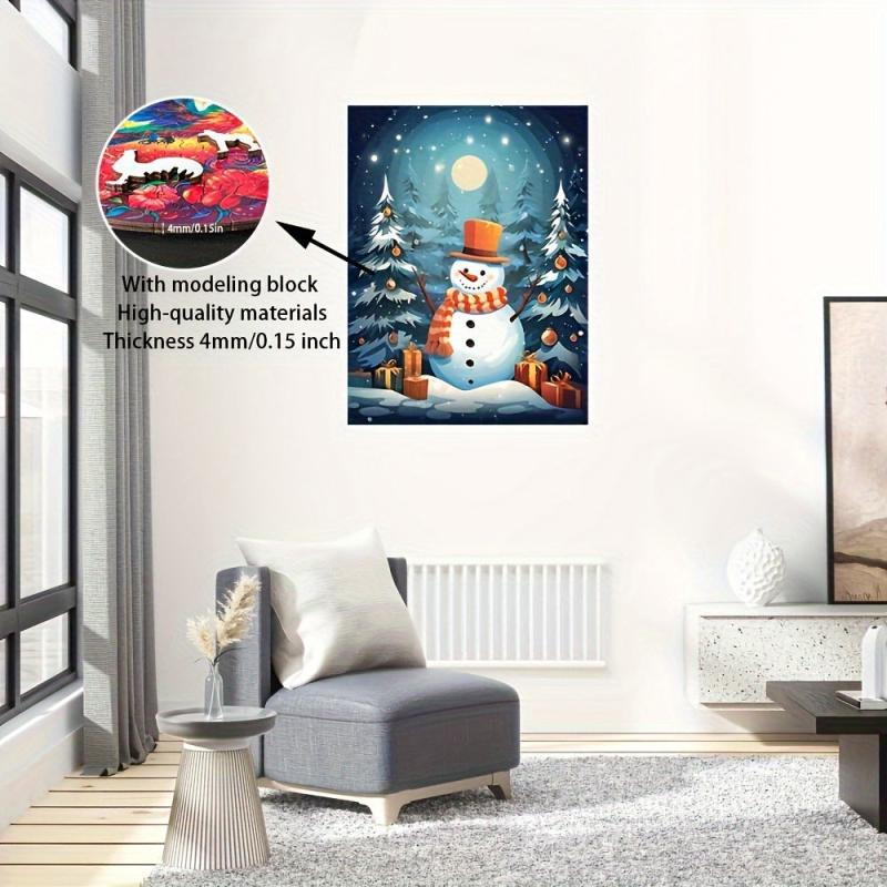 3D Snowman Pattern Wooden Puzzle - Halloween Christmas Thanksgiving Gift