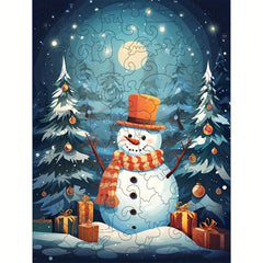 3D Snowman Pattern Wooden Puzzle - Halloween Christmas Thanksgiving Gift