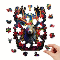 1pc Wooden Animal Puzzle Toy Wall-mounted Decorative Pendant Game Assembly 4mm