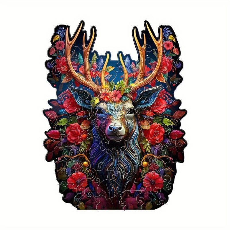 1pc Wooden Animal Puzzle Toy Wall-mounted Decorative Pendant Game Assembly 4mm