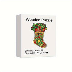 Christmas Stocking Wooden Puzzle Art Jigsaw Puzzles Toys Gift Home Decor