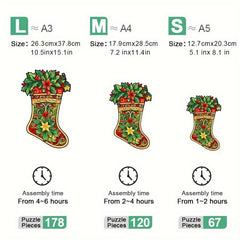 Christmas Stocking Wooden Puzzle Art Jigsaw Puzzles Toys Gift Home Decor
