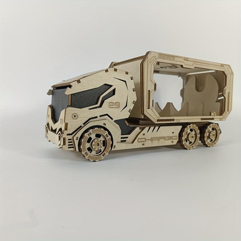 3D Piggy Bank Truck Wooden Puzzle - DIY Assembly Toy