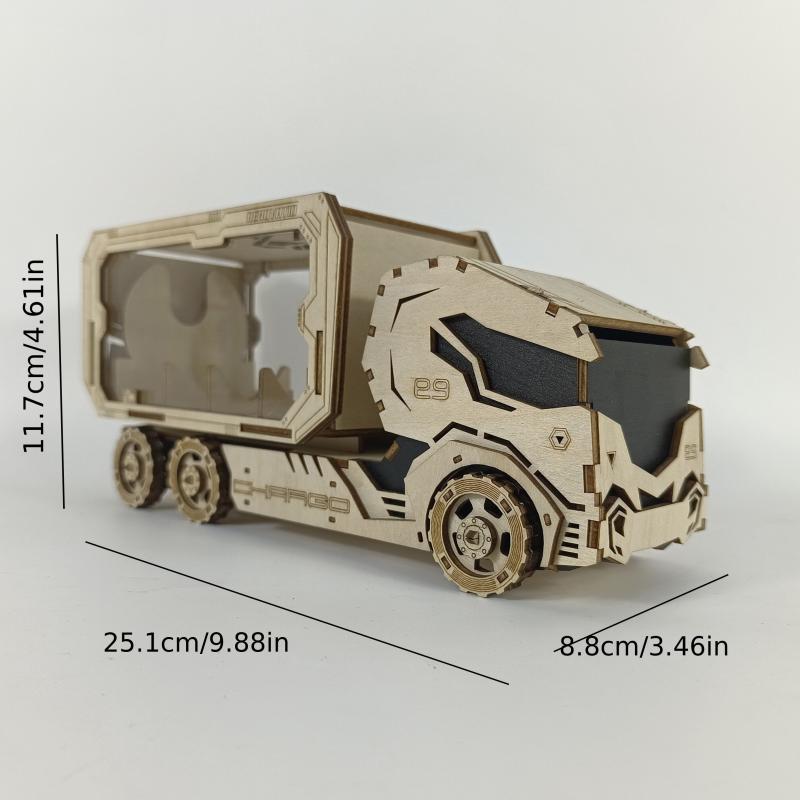 3D Piggy Bank Truck Wooden Puzzle - DIY Assembly Toy