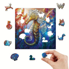 Wooden Animal Puzzle Wall Pendant Creative Game