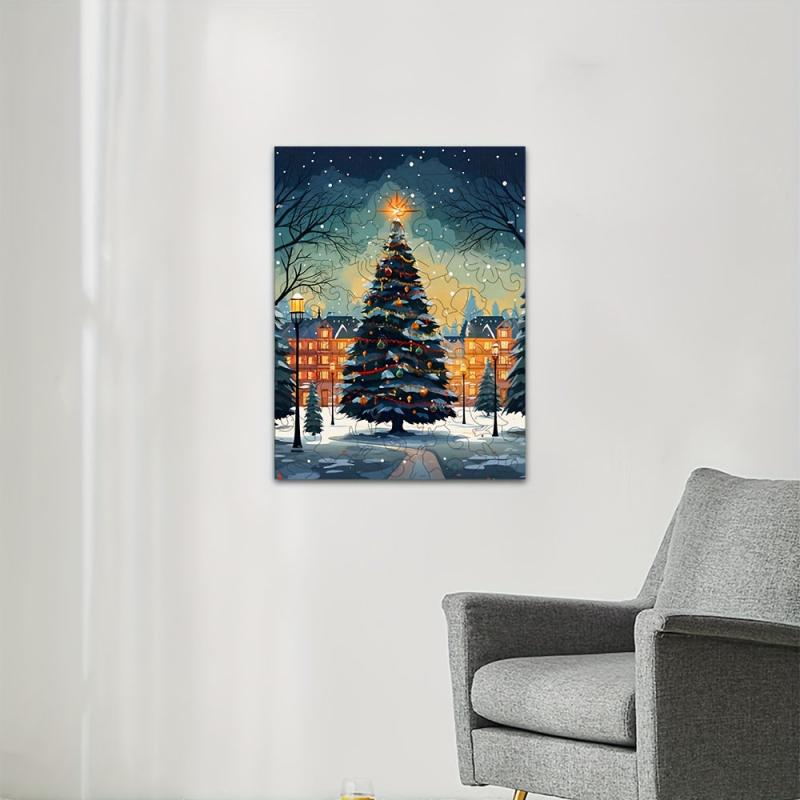 3D Wooden Puzzle Christmas Tree Snow Scene Model - 4mm Thickness