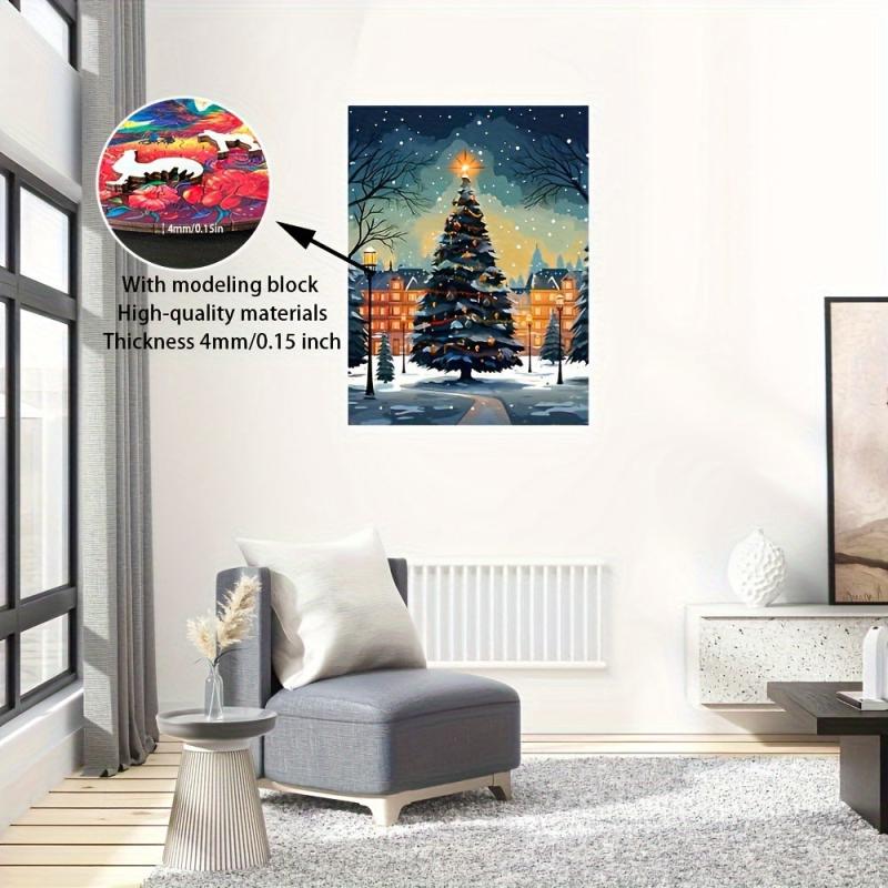 3D Wooden Puzzle Christmas Tree Snow Scene Model - 4mm Thickness