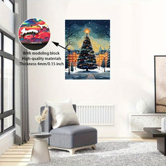 3D Wooden Puzzle Christmas Tree Snow Scene Model - 4mm Thickness