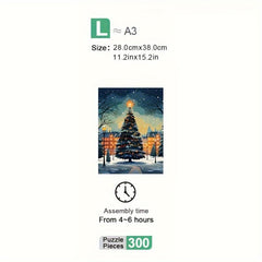 3D Wooden Puzzle Christmas Tree Snow Scene Model - 4mm Thickness