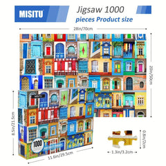 Colorful Doors Puzzle 1000 Pieces for Adults, Challenging Game Night Fun