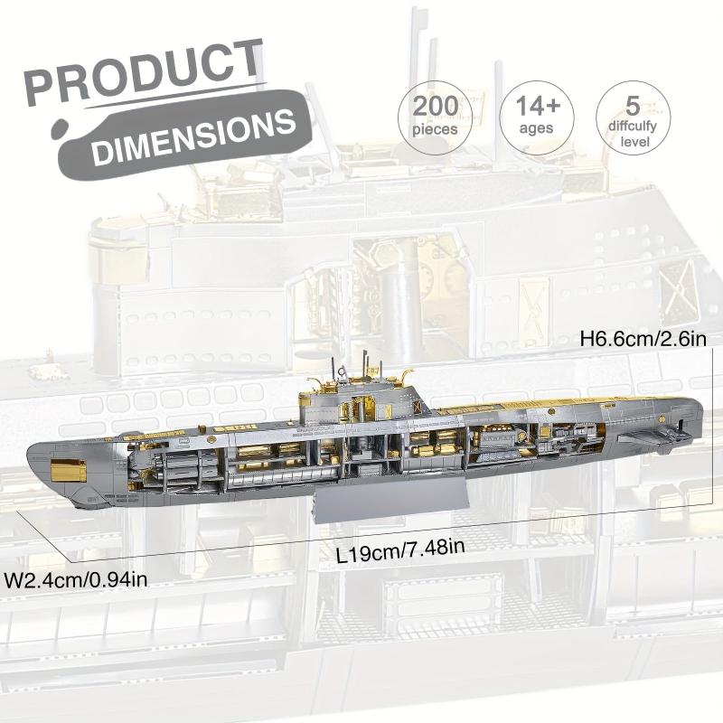 Piececool 3D Metal Puzzle Military Submarine Model Building Kit