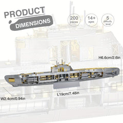 Piececool 3D Metal Puzzle Military Submarine Model Building Kit