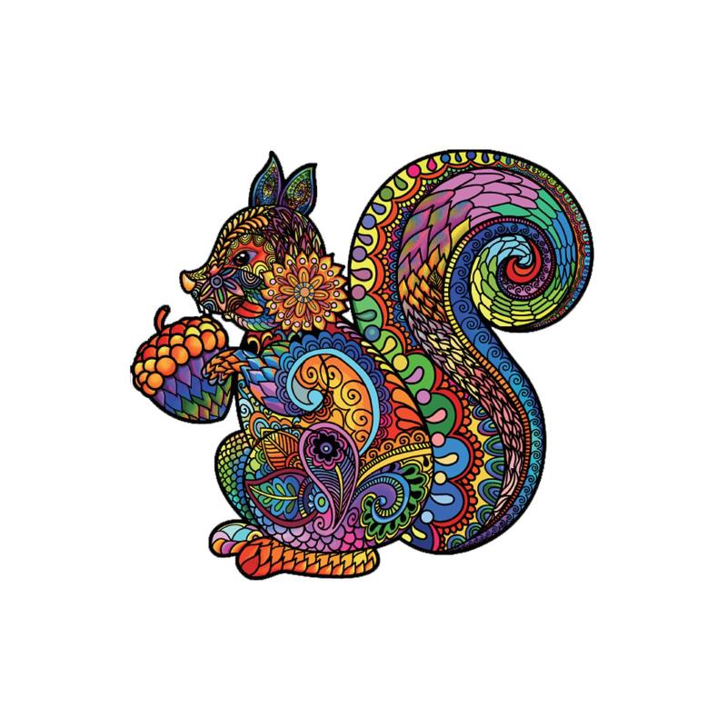Squirrel Wooden Puzzle Difficult Irregular Unique Pieces