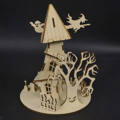 3D Wooden Puzzle Halloween House Educational Assembly Toy