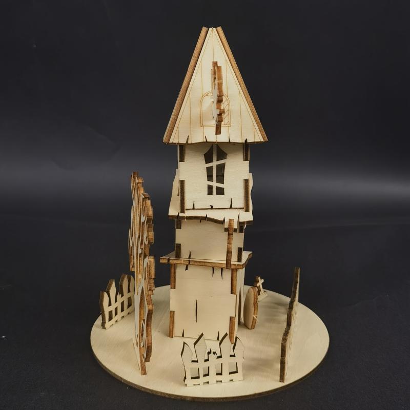 3D Wooden Puzzle Halloween House Educational Assembly Toy