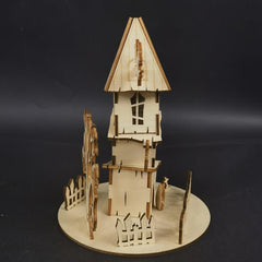 3D Wooden Puzzle Halloween House Educational Assembly Toy