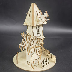 3D Wooden Puzzle Halloween House Educational Assembly Toy