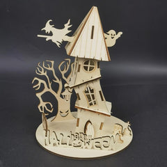 3D Wooden Puzzle Halloween House Educational Assembly Toy