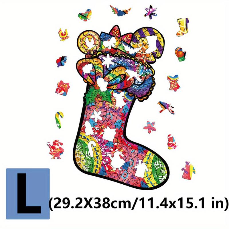Magic Christmas Socks Wooden Puzzle Game With Animal Pieces