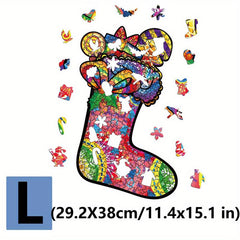 Magic Christmas Socks Wooden Puzzle Game With Animal Pieces