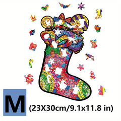 Magic Christmas Socks Wooden Puzzle Game With Animal Pieces