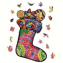 Magic Christmas Socks Wooden Puzzle Game With Animal Pieces